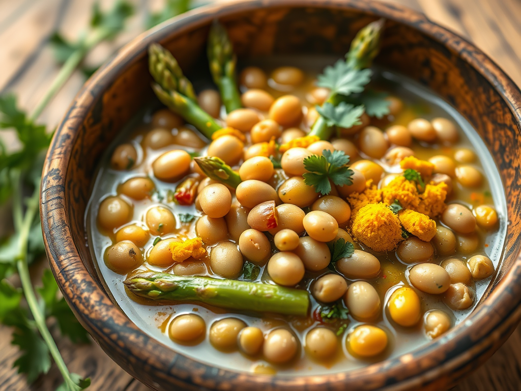 Vata – Frühlingsgericht: Milder Mungbohnen-Eintopf mit grünem&nbsp;Spargel