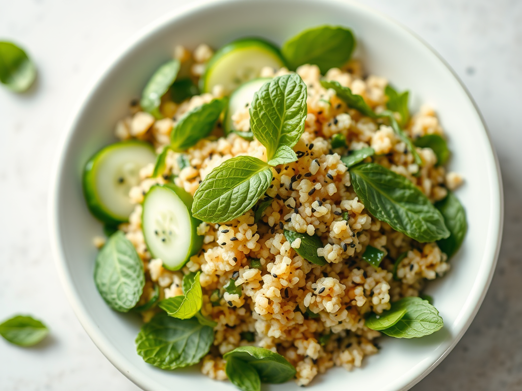 Pitta – Frühlingsgericht: Frischer Quinoa-Salat mit Minze &&nbsp;Gurke